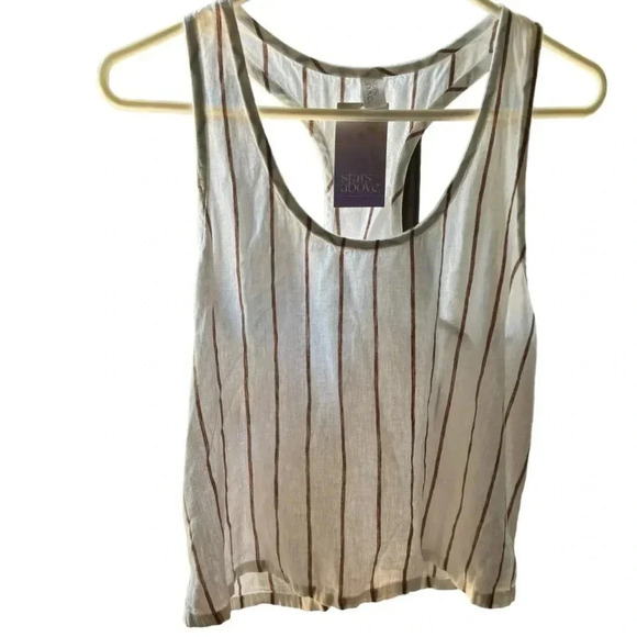 stars above Tops - Stars Above Linen Blend Racer Back Stripe Tank NWT Small